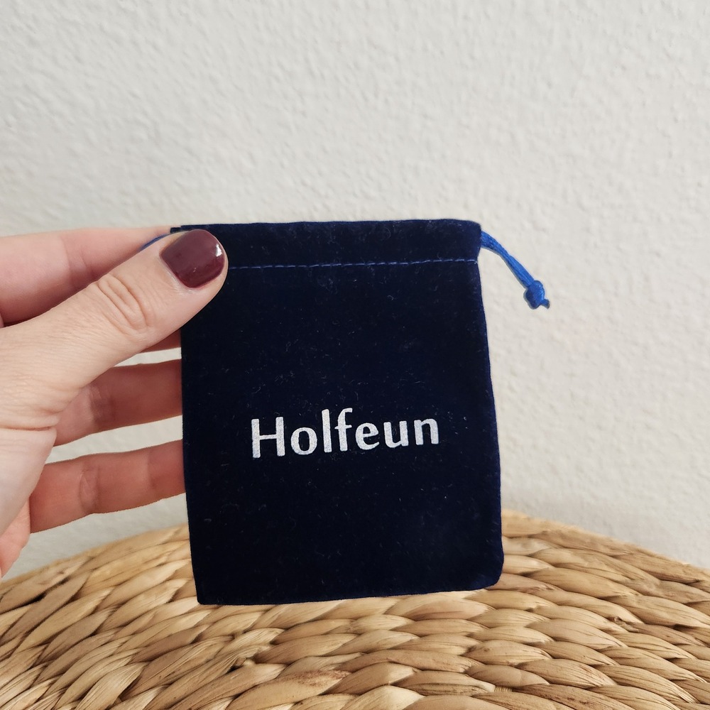 Holfeun Blue Velvet Small Jewelry Pouch Drawstring Bag